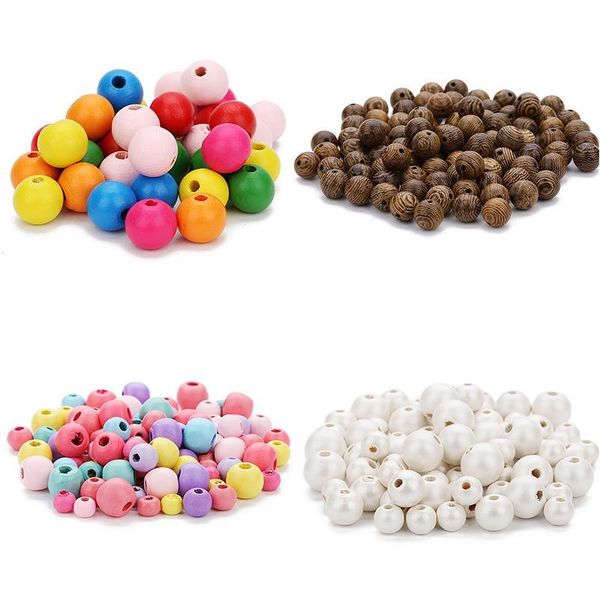 

100pcs natural wooden beads round colorful loose spacer wood beads for jewelry makings handmade bracelet beaded diy w qylfme