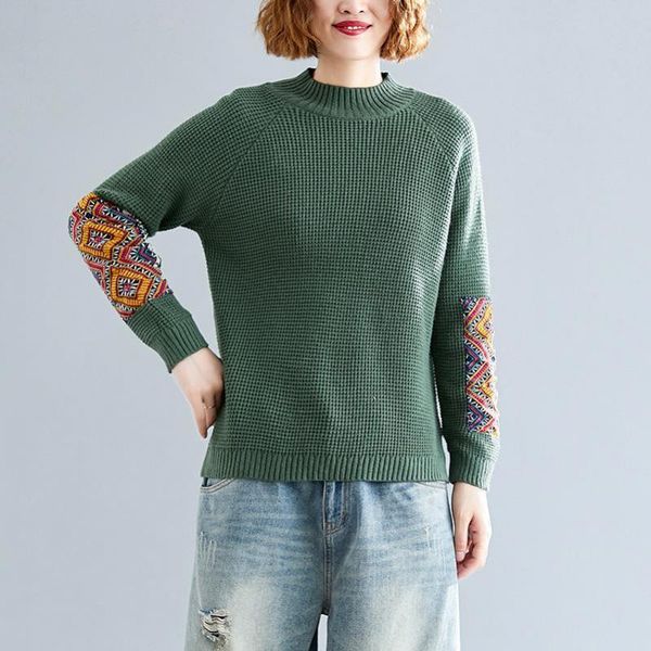 

women's sweaters johnature pullovers leisure sweater women clothes 2021 autumn winter print o-neck casual full sleeve loose, White;black