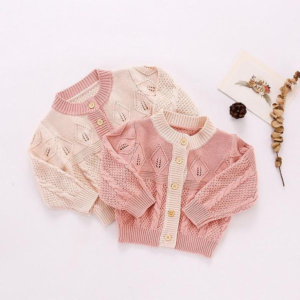 

pullover born baby girls infant knitted sweater, long sleeve round neck color block single-breasted cardigan 2021 winter, Blue