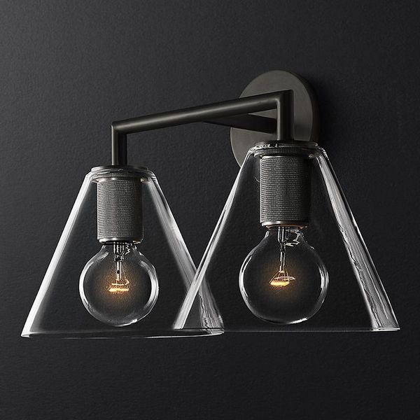 

wall lamp america industrial loft iron glass cone modern bedside corridor indoor decor light sconce vanity