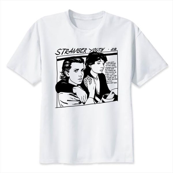 

stranger things t shirt hip hop t shirt men o neck mens tee shirts high qualty men summer tshirt, White