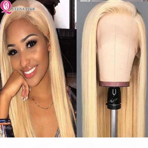 

blonde human hair wigs 613 frontal wig bleached knots pre plucked wig straight lace front peruvian hair wigs 613 closure, Black;brown