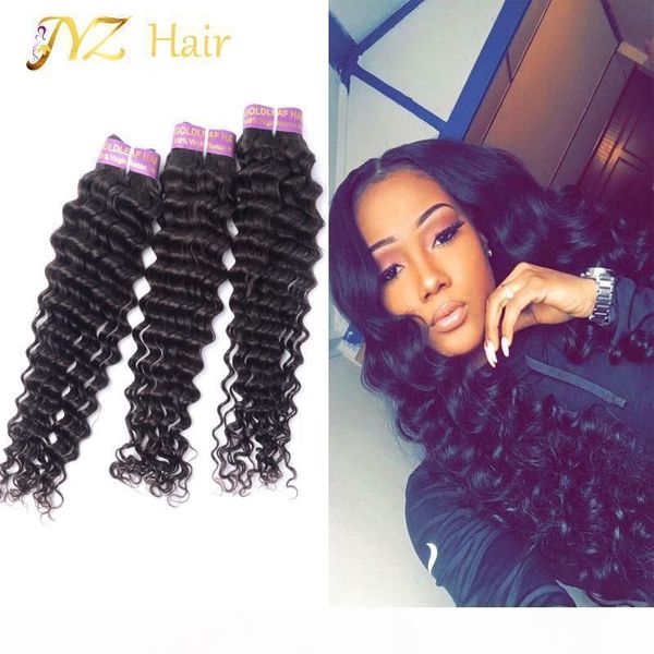 

jyz malaysian deep wave virgin hair 3 bundles brazilian deep wave peruvian hair weave curly weave human hair bundles, Black