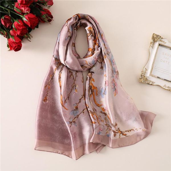 

новый шелковый шарф женщины 2020 plum blossom pattern элегантный шаль wrap высокое качество путешествия пашмины foulard бандана winter шарфо, Blue;gray