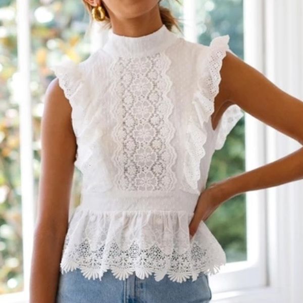 

women backless t-shirt bandage sleeveless lace solid slim tee shirt casual