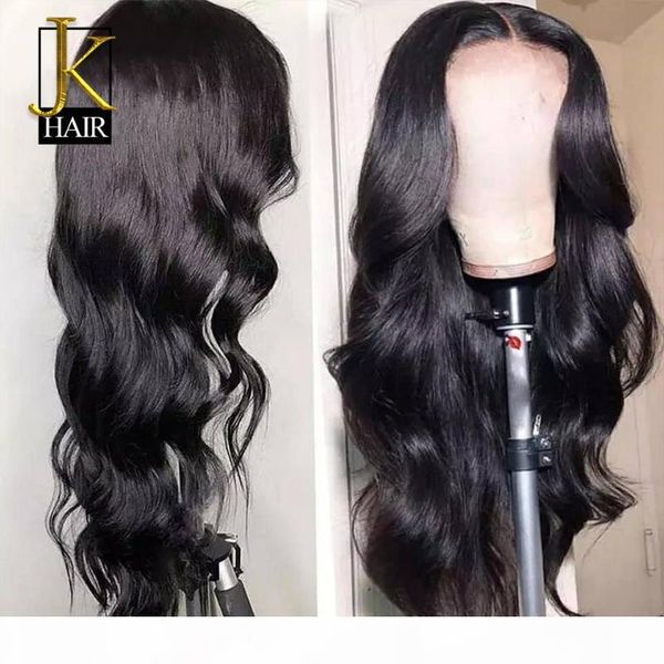 

glueless lace front human hair wigs 2*6 brazilian body wave with baby hair remy pre blucked bleached knots 150% jk elegantqueen, Black;brown