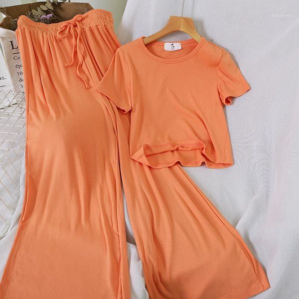

women's summer clothing two-piece sets pants+t shirt1, White