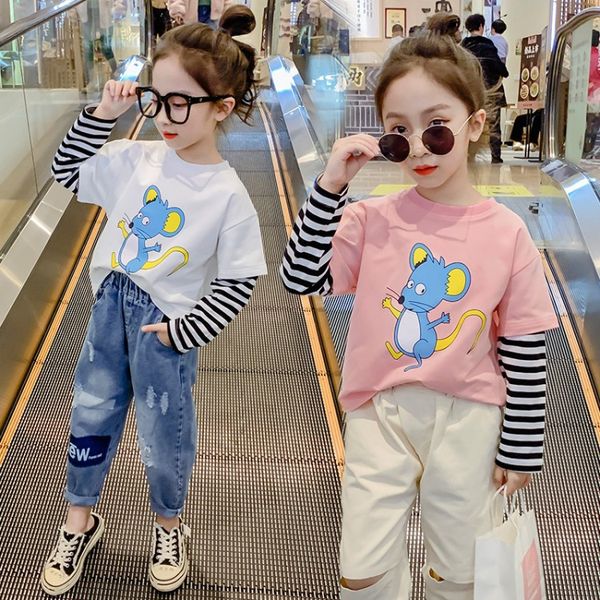 

children's clothing children's t-shirt female thin model 2020 spring and summer new baby long sleeve bottoming shirt in a single-l, Blue