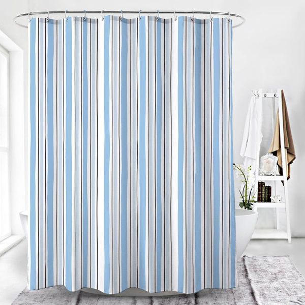 

2020 multi-color stripe printed bathroom waterproof shower curtain1