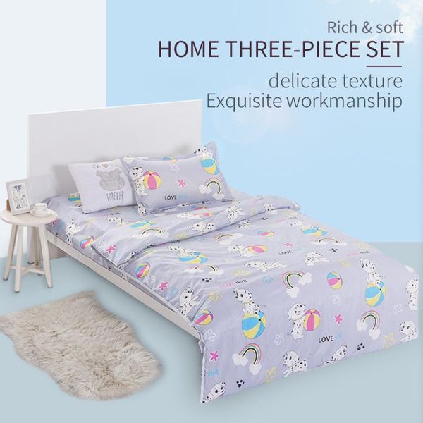 

students bedding set 3pcs comfortable bedclothes pillowcase sheet bed linen kids duvet cover set for adults cartoon animal style1