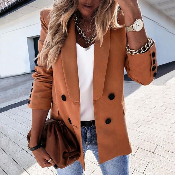 

women's suit style solid color coat single breasted high shoulder pad coat lady casual office lady wear silm elegant jacket, Black;brown