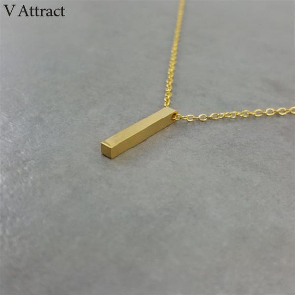 

v attract 2020 handmade jewelry one direction geometric long bar necklaces stainless steel chain pendant collier ras du cou, Silver