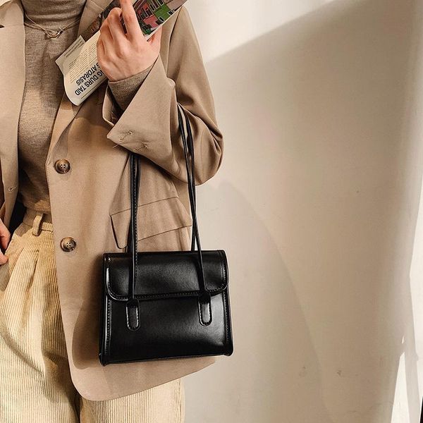 

cross body oluolin pu leather shoulder bags solid color ladies baguette handbags purses and luxury designer underarm bag retro