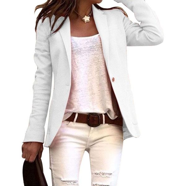 

newly women elegant business coat slim suit solid color long sleeve jackets do99, White;black