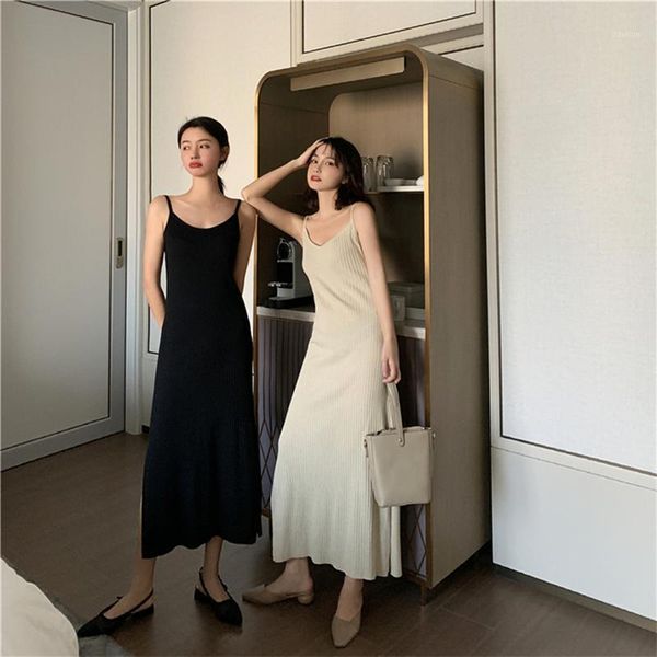 

women casual dresses strap backless split knit dress fashion spring summer dresses1, Black;gray