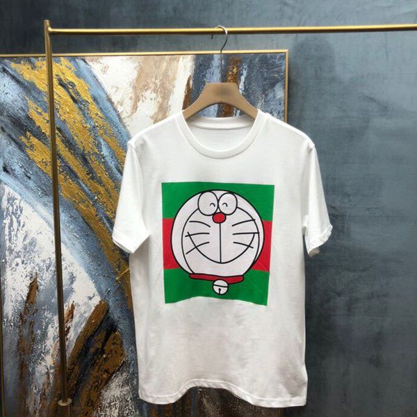 

21ss spring and summer new short-sleeved round neck printed t-shirt os loose version high version women's men's casual street t-sh, White;black