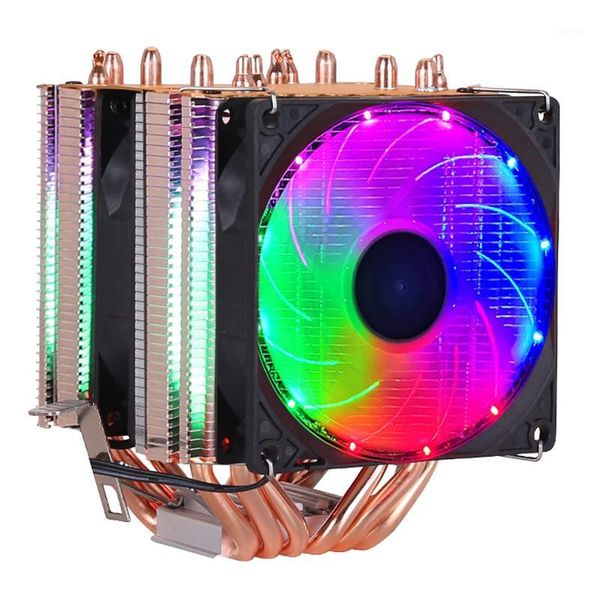 

6 heat-pipes rgb cpu cooler radiator cooling 3pin 4pin 2 fan for lga 1150 1155 1156 1366 2011 x79 x99 motherboard1