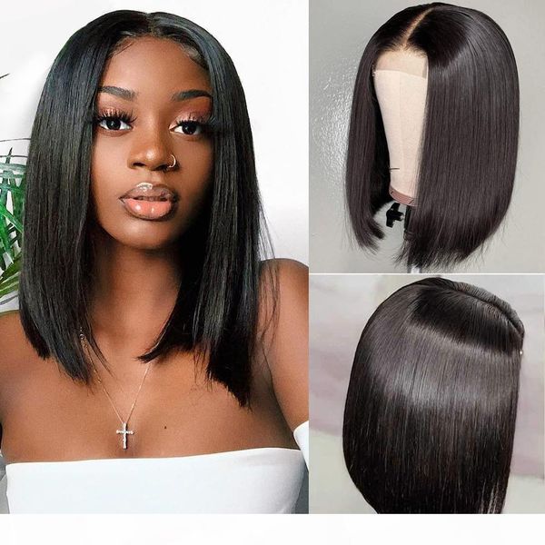 

ishow 4x4 bob lace frontal wigs brazilian virgin hair straight lace frontal human hair wigs swiss lace frontal wig pre plucked, Black;brown