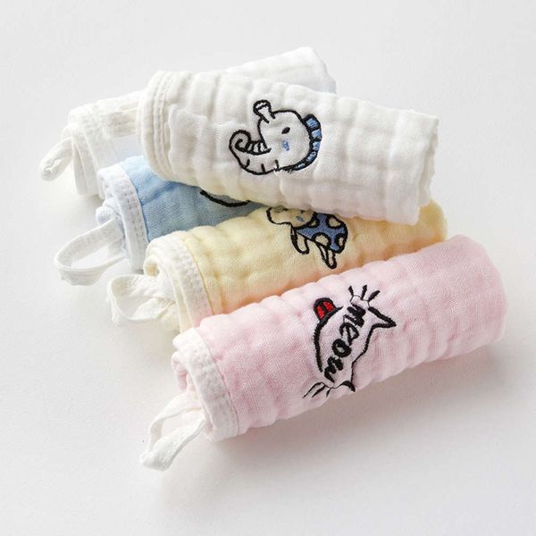 

wash products saliva children's gauze newborn baby face cotton small square towel, Red;brown