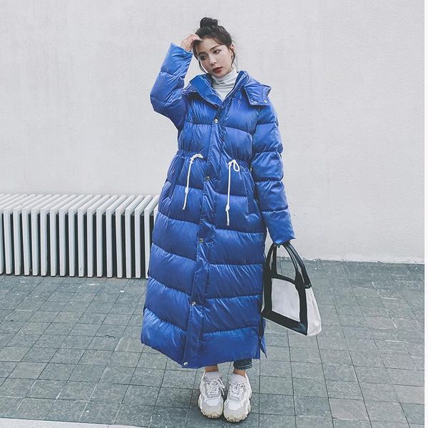 

women's down & parkas female coat winter 2021 ultra long overknee hooded korean solid color fashion thick warm loose casual women jacke, Black