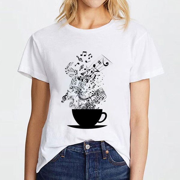 

musical note cartoon printing t shirt female hipster t shirt female harajuku graphic t shirt white clothing