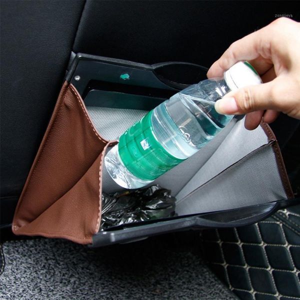 

car organizer trash bin magnetic folding back seat bag storage box universal stowing tidying auto pocket hanging can accessories1