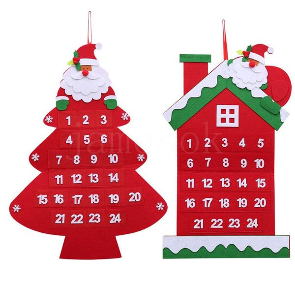 Neue Weihnachten heißer Verkauf Countdown-Kalender Anhänger Cartoon alten Baum Kalender Filz Weihnachtskalender hängende Accessoires DB168