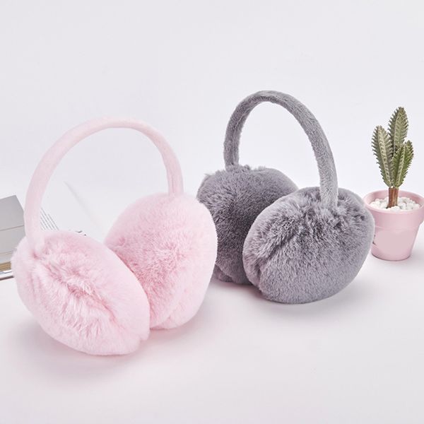 

rabbit winter 2021solid earmuffs color faux warm soft plush adjustable ear cover comfortable women ladies fur headphones
