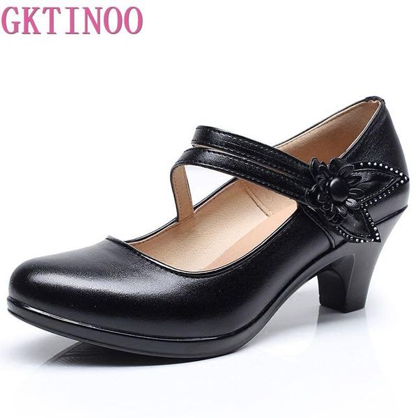 

2020 new fashion women's shoes high heels comfortable women genuine leather single casual shoes women pumps plus size 40 41, Black