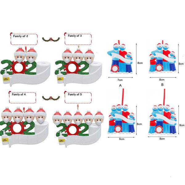 

customized gift 2021 family christmas ornament survivor of 2 3 4 5 6 7 hanging decoration snowman pendant with face mask hand sanitizer