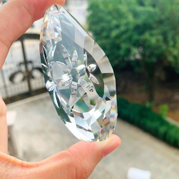 

76mm clear daisy crystals prisms hanging suncatcher glass drop pendant chandelier crystal ornament chrismas home wedding decor h jllcob