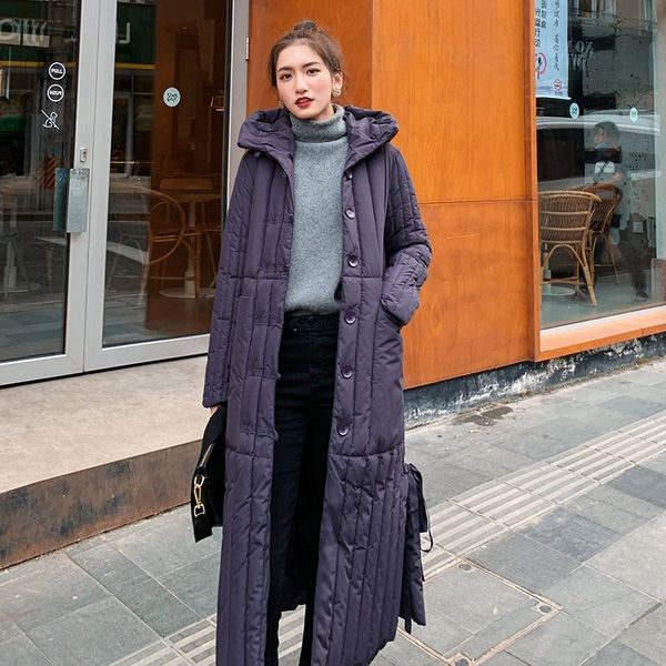 

2021 newfemale cold coat thick x-long women's winter jackets plus size single breasted hooded collar 98ky, Black