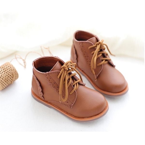 Top Quality Genuine Leather Crianças Botas Inverno Crianças Snow impermeável moda meninas sapatos 211227