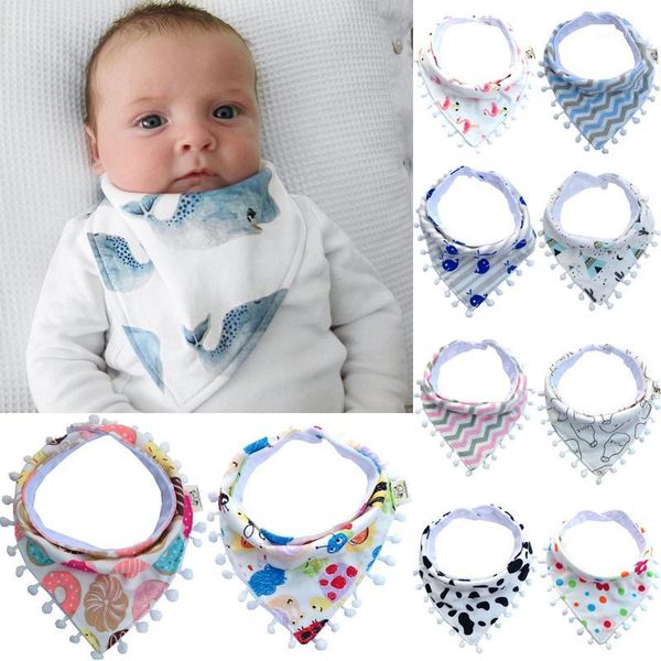 

2020 sweet baby boy girl cotton print waterproof saliva towel bib feeding burp apron bandana uk1, White