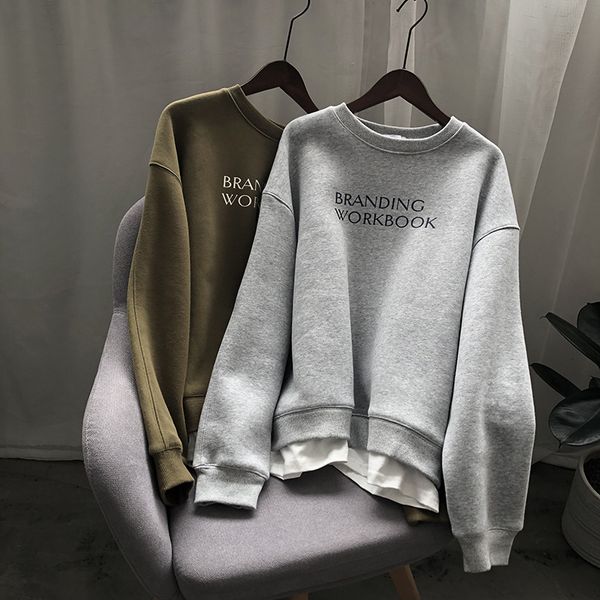 

2021 new autumn letter print o-neck long sleeve women casual fleece hoodies loose style clothes thick pullovers y0gy, Black