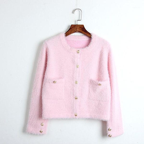 

runway designer sweater women 2020 autumn winter cardigan female korean pink white knitted short coat casual clothes outwear1