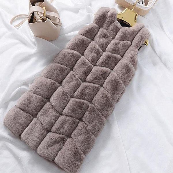 

women 2021 autumn winter fashion coat female faux fur gilet vest sleeveless waistcoat ladies thick warm jacket coat outwear c292, Black