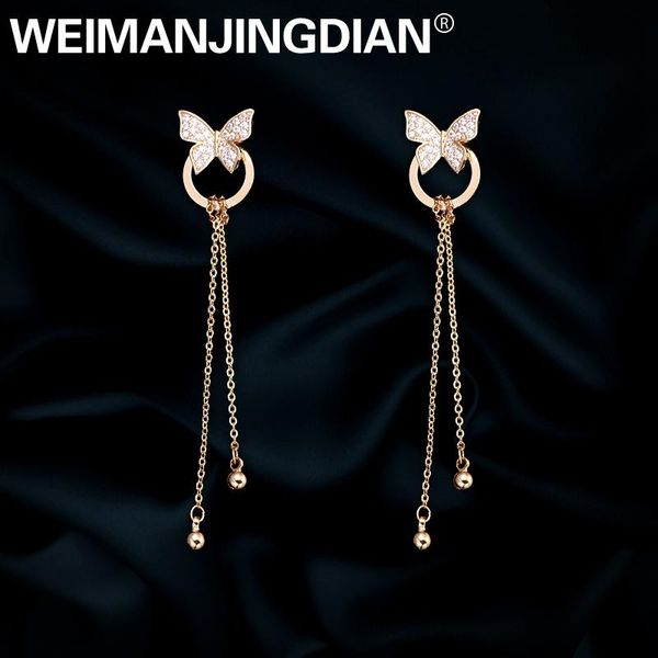 

weimanjingdian new arrival butterfly cubic zirconia cz crystal dangle & chandelier earrings for women or girls, Silver