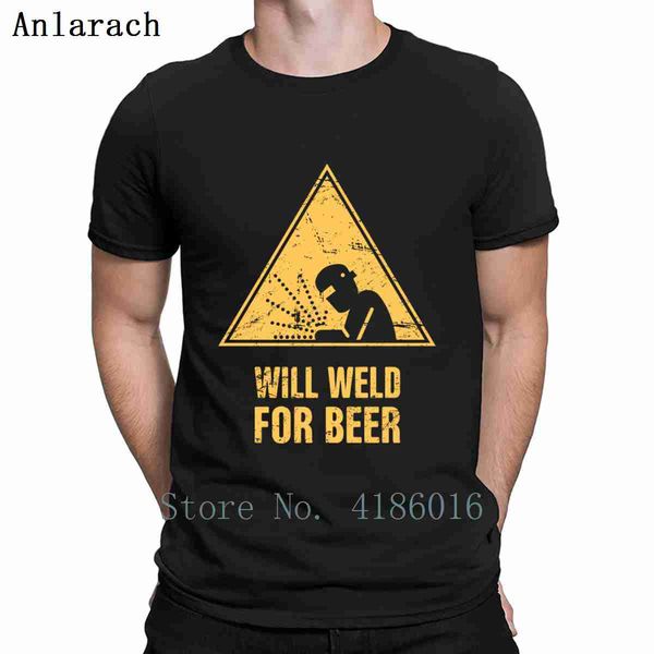 

will weld for beer welding sign breathable spring autumn vintage gents custom round collar fit short sleeve sport sweatshirt hoodie t shirt