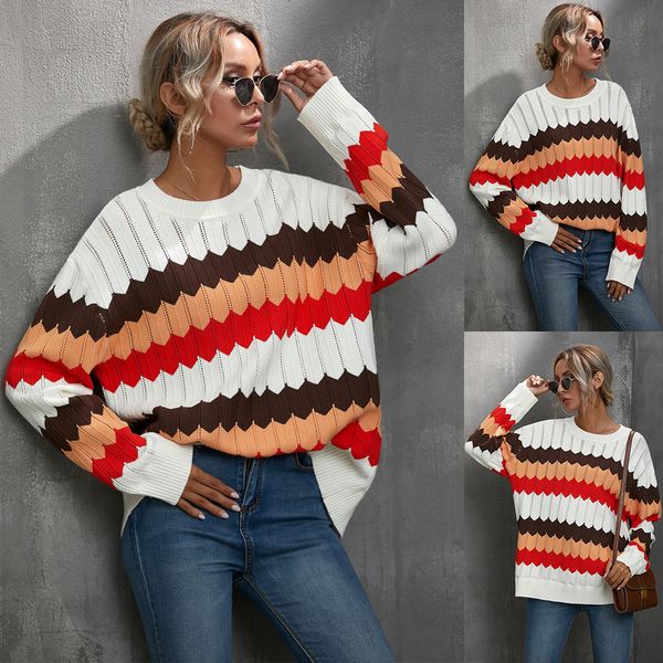 

2021 waved standards for women's autumn and winter the casual striped matching shirt women mn70, White;black