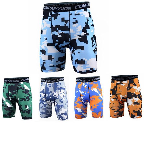 

running shorts fitness compression men 3d print camouflage bodybuilding tights short quick-drying sports, Black;blue