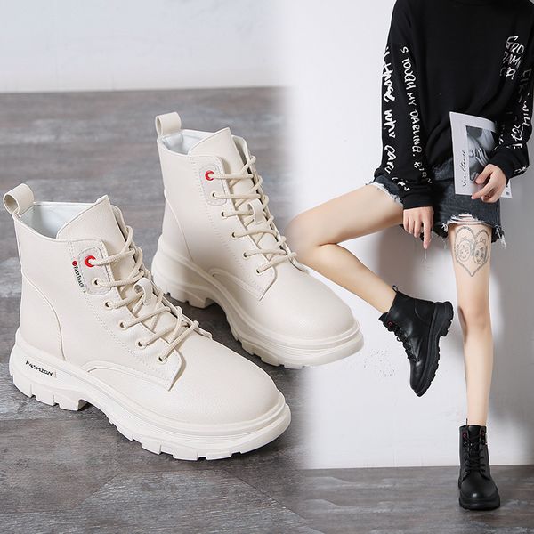 

tornozelo new 2020 women pu leather shoes autumn lace-up winter female cunts short ladies boots sh09061 zpt6, Black