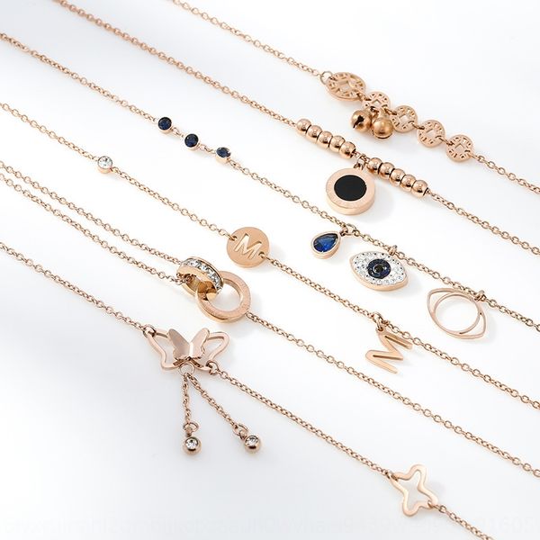 

fashionable titanium steel double-layer butterfly ankletwomen's antique style net red ins chainbutterfly butterflysimple and personaliz, Golden;silver