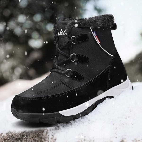 

hucdml winter women boots high-plus velvet padded snow boots warm waterproof ladies cotton shoes support dropshipping 35-42, Black