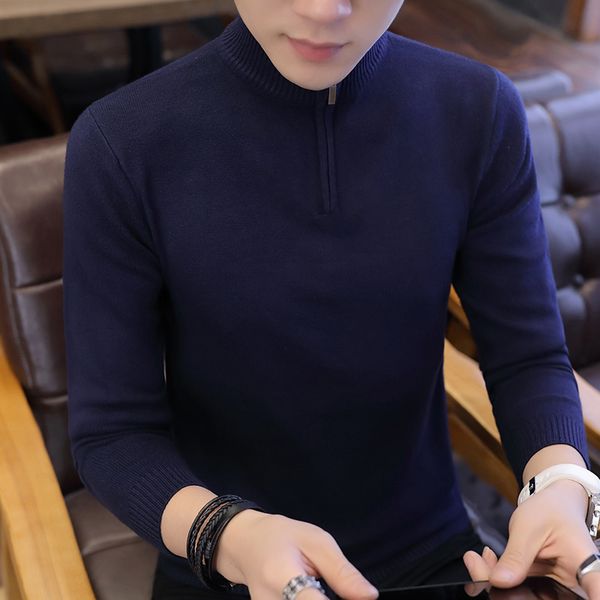 

2021 new men's blouse with neck pullover sweater jacket pull long sleeve clothes man's shirt spring autumn k271 4gm5, White;black
