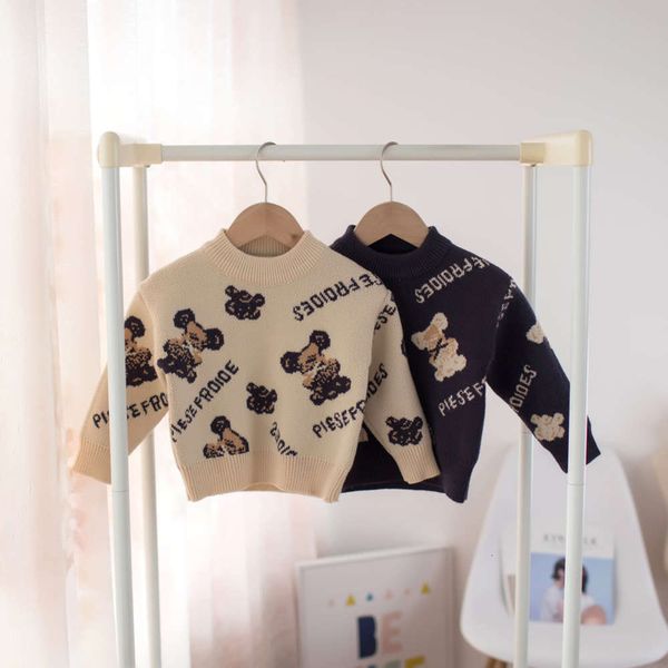 

mmtkids 2020 winter children's sweater boys and girls cute cartoon round neck pullover with veet y405, Blue