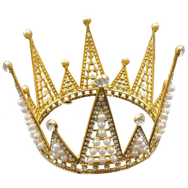 

треугольная имитация pearl rhinestone корона торт топпер для торта украшения свадебного головного убора для выпечки украшения aic88, Golden;silver
