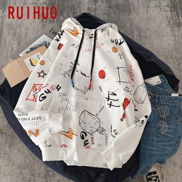 

ruihuo print hoodies mens sweatshirt harajuku hooded sweatshirt men clothing hoodies mens 2021 new arrival m-5xl, Black