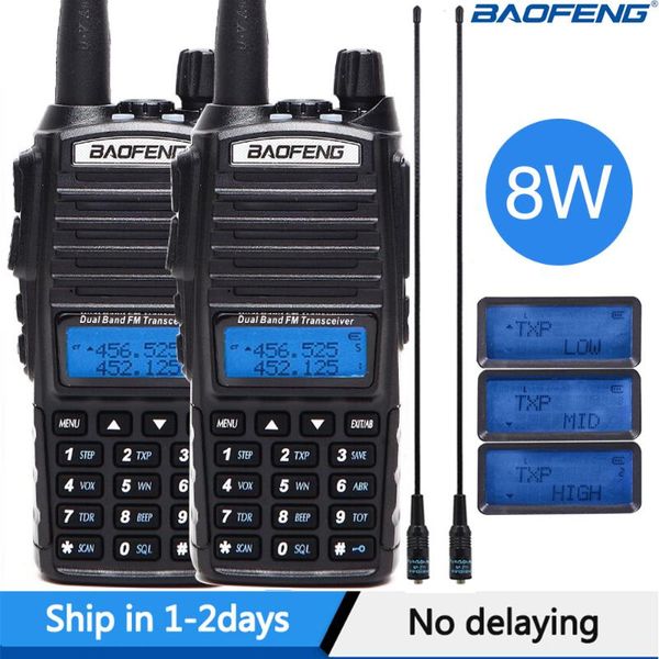 

walkie talkie 2pcs baofeng uv-82 plus 8w uv82 cb radio station 10km vhf uhf dual band uv 82 two way ham