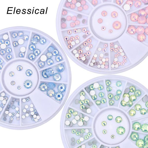 

nail art decorations elessical opal rhinestone 3d wheel white blue green pink rhinestones decoration non fix flat back crystal manicure, Silver;gold